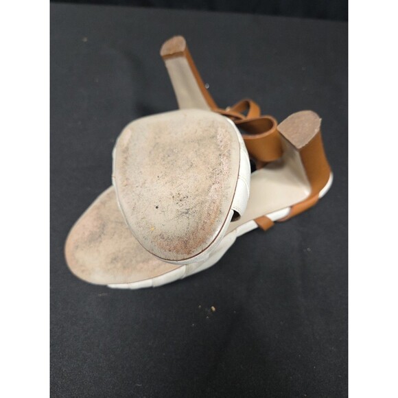 Valentino Garavani Macrostud Rockstud High Heel Sandals Tan White Size 38 US 7.5 - Picture 7 of 7